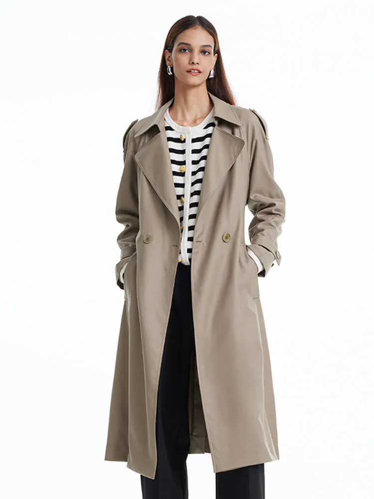 Worsted Woolen Double-Breasted Trench Coat