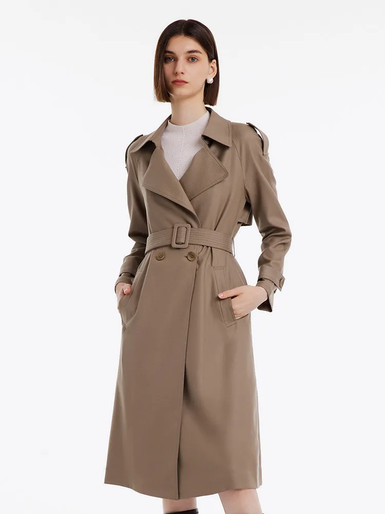 Worsted Woolen Double-Breasted Trench Coat