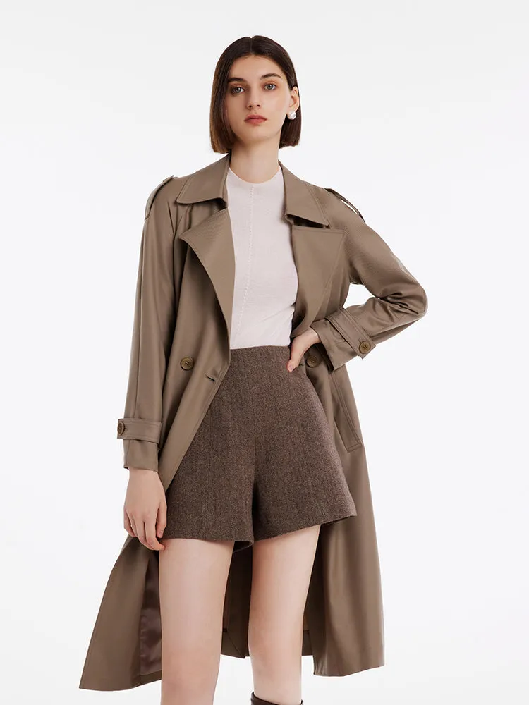 Worsted Woolen Double-Breasted Trench Coat