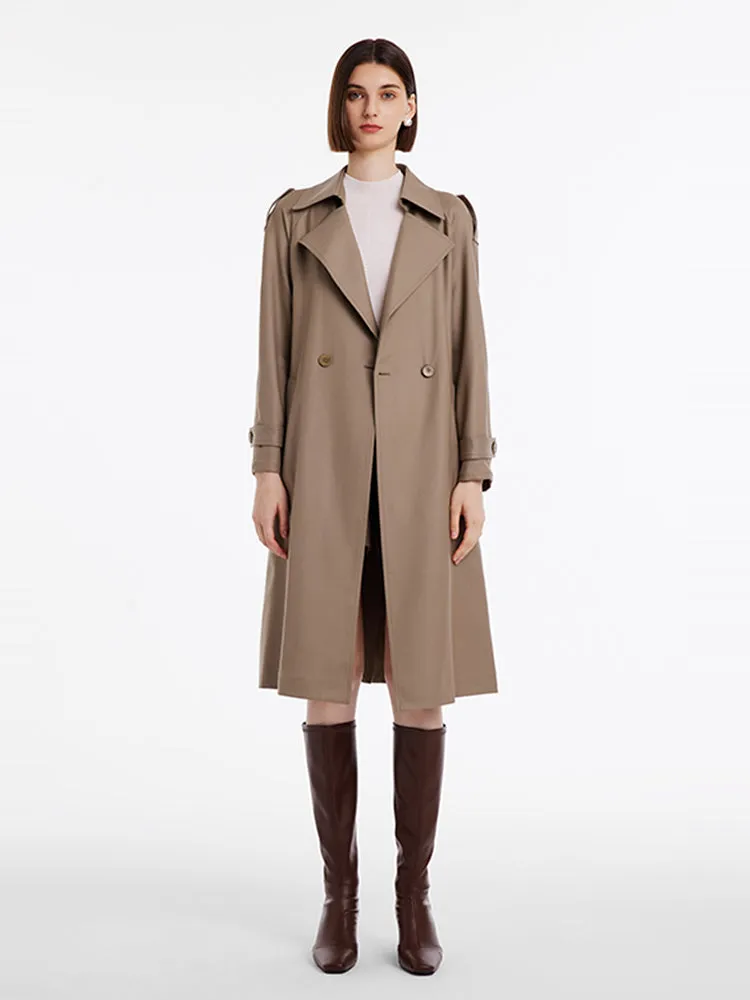 Worsted Woolen Double-Breasted Trench Coat