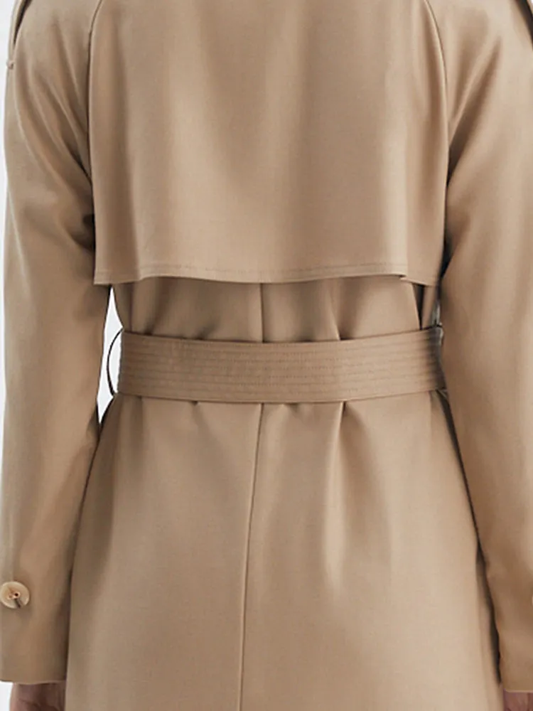 Worsted Woolen Double-Breasted Trench Coat