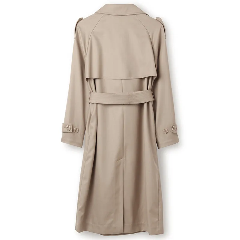 Worsted Woolen Double-Breasted Trench Coat