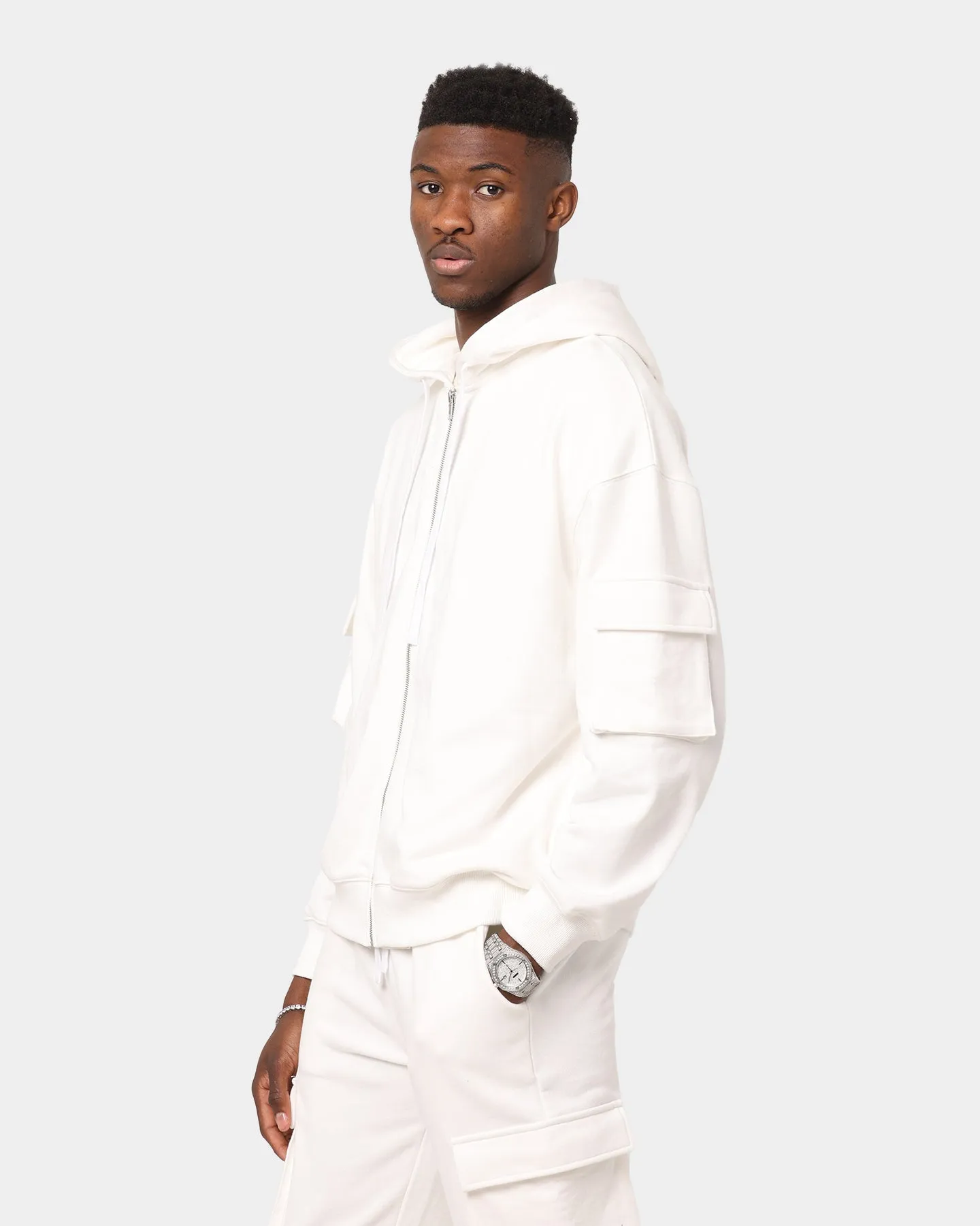 XXIII Luka Cargo Pocket Hoodie Whit