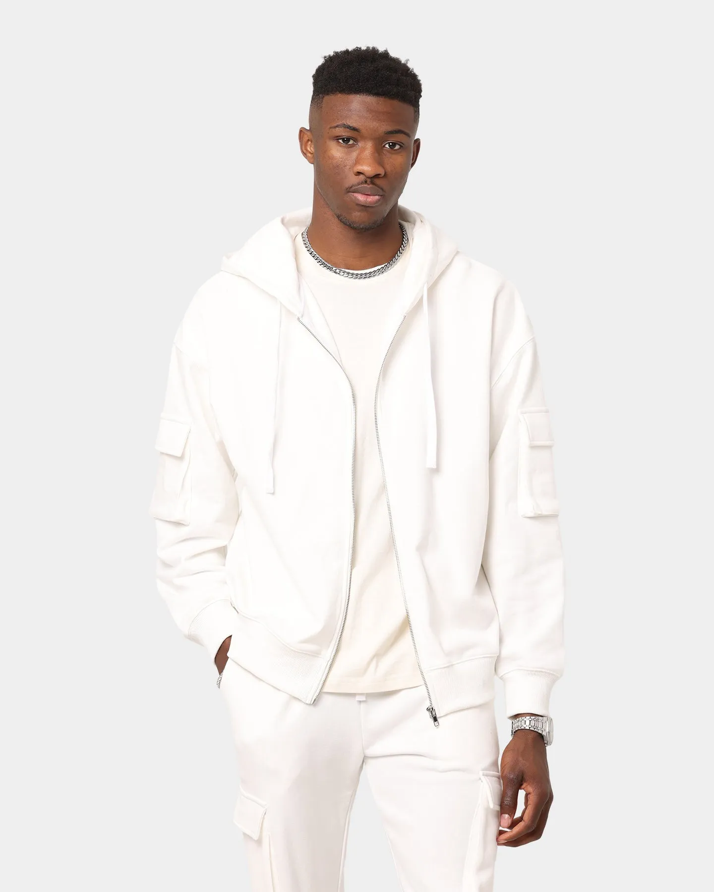 XXIII Luka Cargo Pocket Hoodie Whit