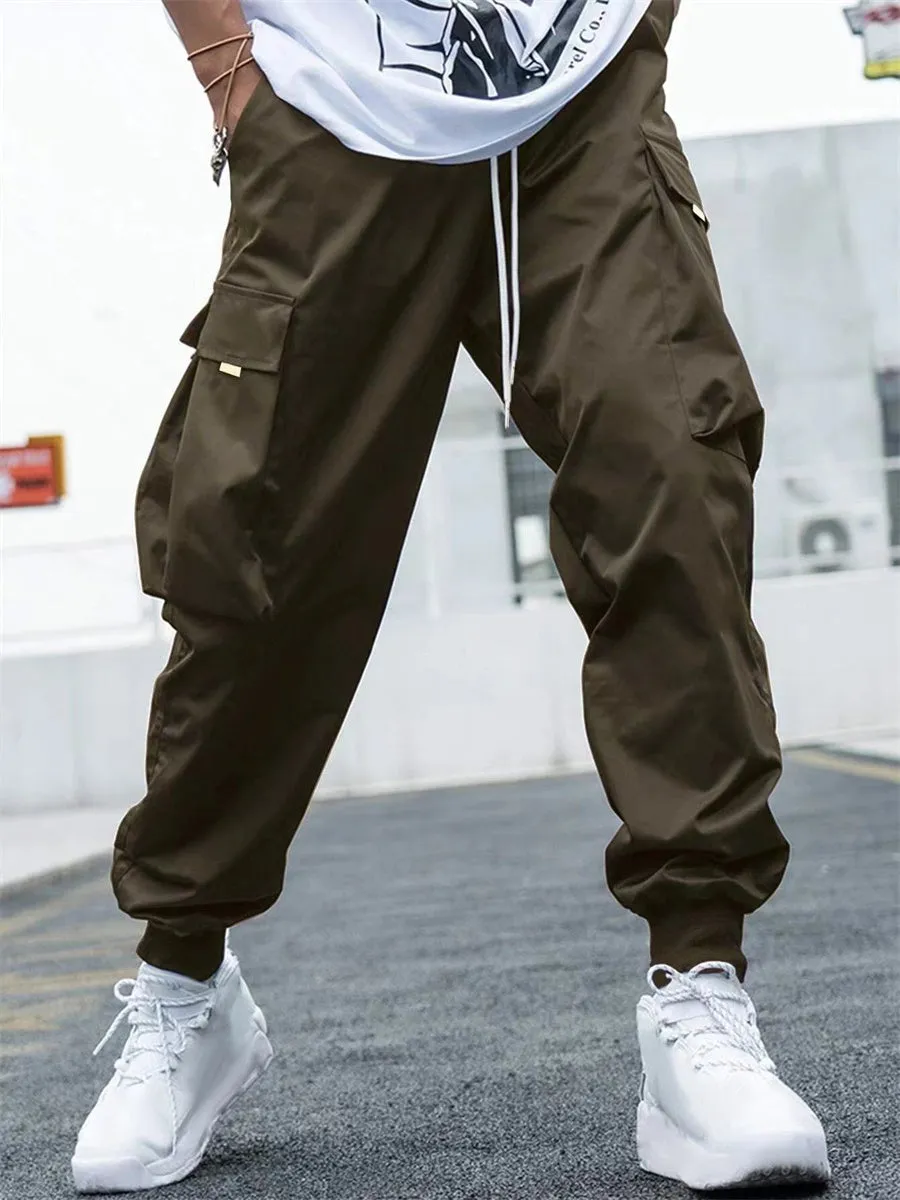 ZAFUL Men's Flap Pocket Drawstring Techwear Cargo Pants Athletic Elastic Joggers Sweatpants