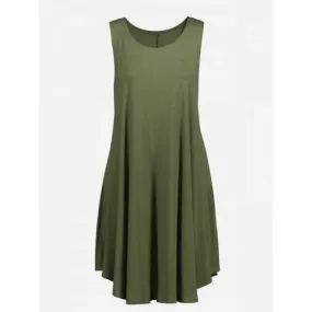 ZAN.STYLE Sleeveless Swing Tunic Dress Tank Top - Army Green M